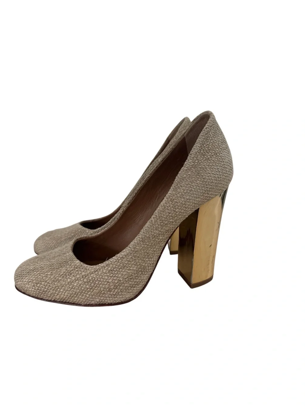 Tory Burch Madison Canvas With a Metallic Heel round toe